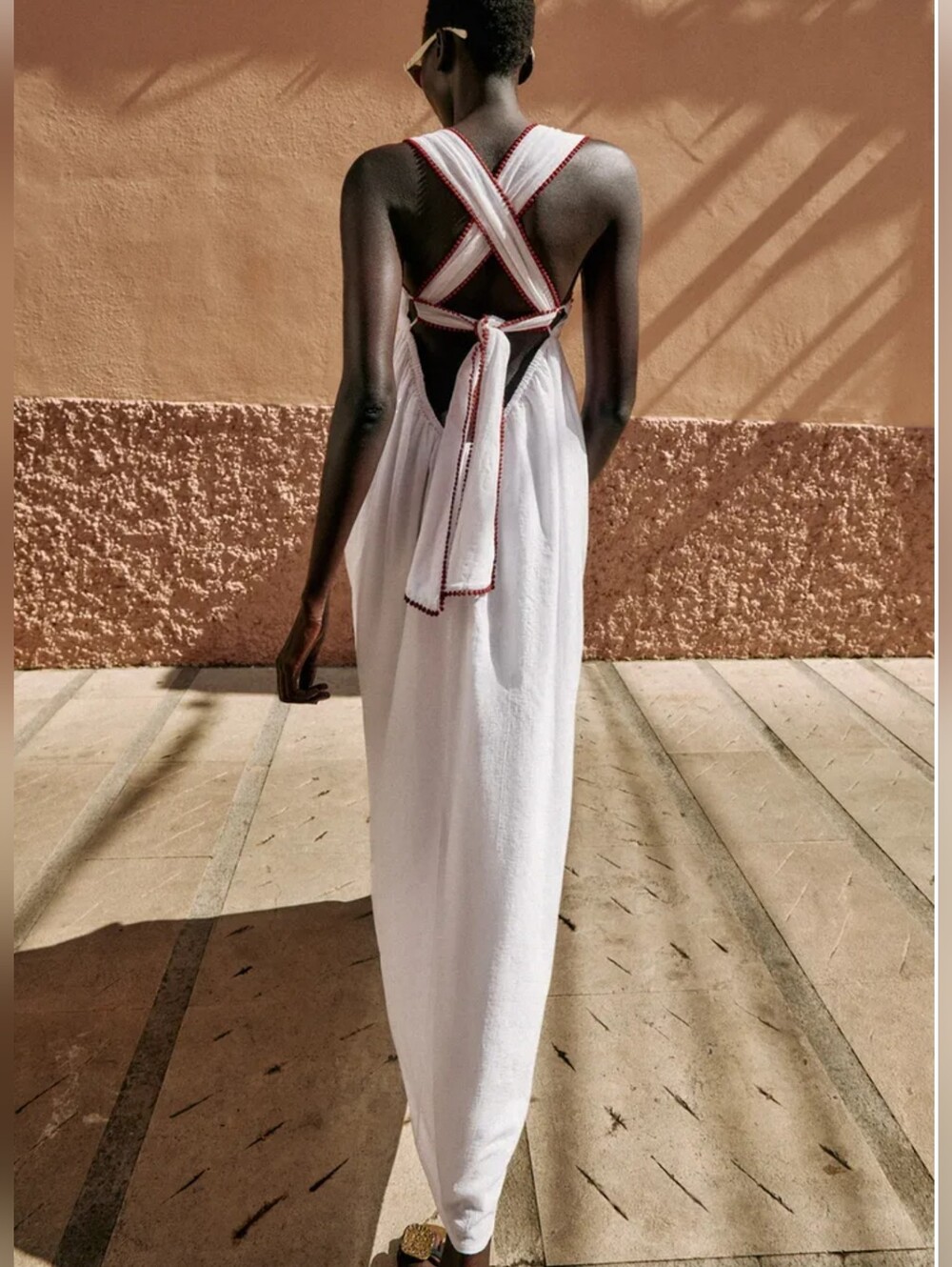 ZARA EMBROIDERED TEXTURED MIDI DRESS - Picture 6 of 7